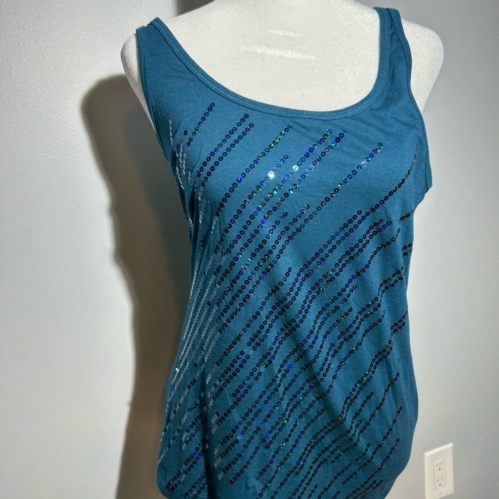 VINTAGE The Limited Blue Sequin Sleeveless Tank Top